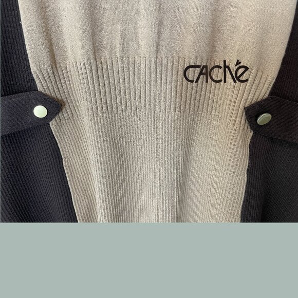 CACHE'  Women's Two-Tone Cardigan Mocha/Brown V-neckline XL - Picture 4 of 5